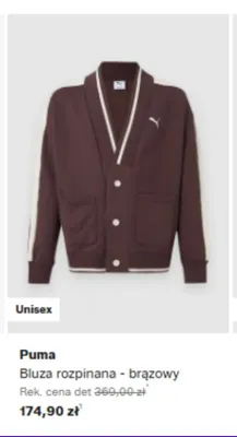Bluza rozpinana Puma brązowy promocja w Lounge by Zalando
