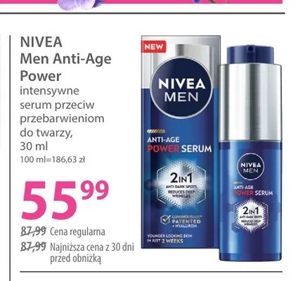 Intensywne serum przeciw przebarwieniom do twarzy NIVEA Men Anti-Age Power promocja w Hebe