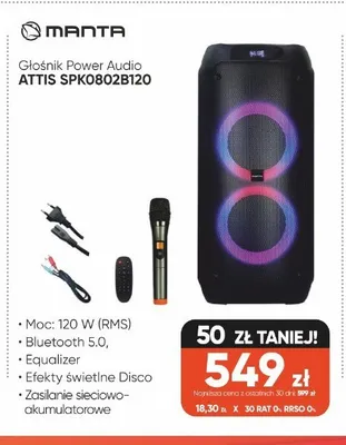 Głośnik Power Audio Manta Attis SPK0802B120 promocja w Max Elektro