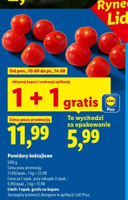 Pomidory koktajlowe promocja w Lidl
