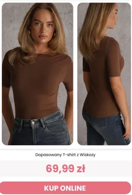 T-shirt dopasowany z wiskozy Reneé promocja w Renee