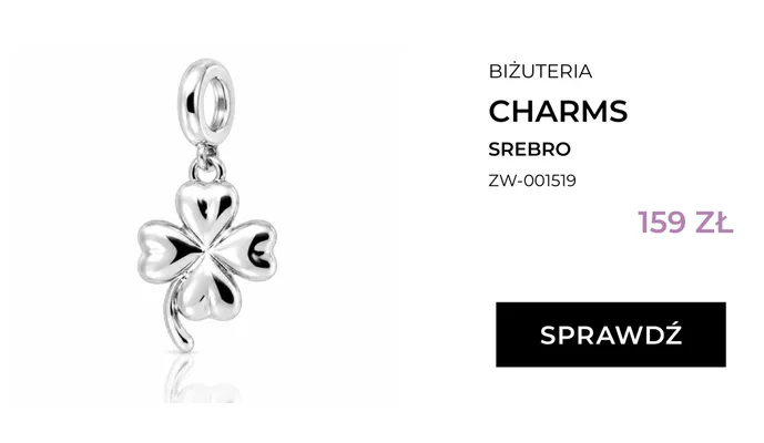 Charms srebrny koniczynka Briju promocja w Briju
