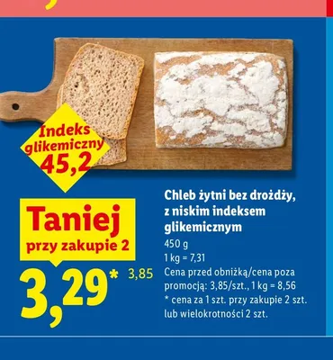 Chleb żytni bez drożdży z niskim indeksem glikemicznym promocja w Lidl