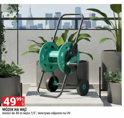 Wózek na wąż mieści do 45m węża 1/2" tworzywo odporne na UV promocja w Merkury Market