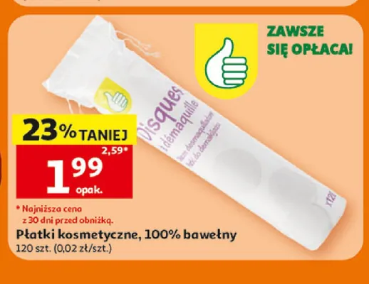 Płatki kosmetyczne 100% bawełny promocja w Auchan