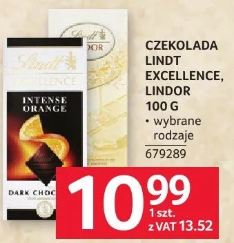 Czekolada Lindt Excellence/Lindor 100g promocja w Selgros