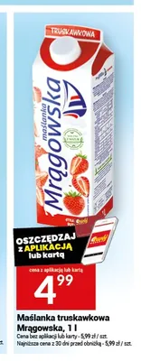 Maślanka truskawkowa Mrągowska 1l promocja w Twój Market