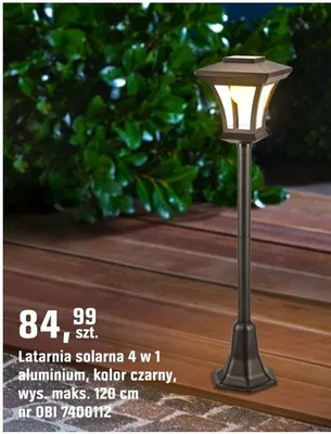 Latarnia solarna 4 w 1 aluminium, kolor czarny promocja w OBI