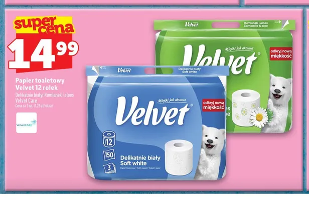 Papier toaletowy Delikatnie biały Velvet 12-pak promocja w TOPAZ