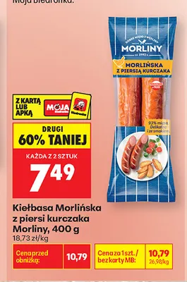 Kiełbasa Morlińska z piersi kurczaka Morliny promocja w Biedronka