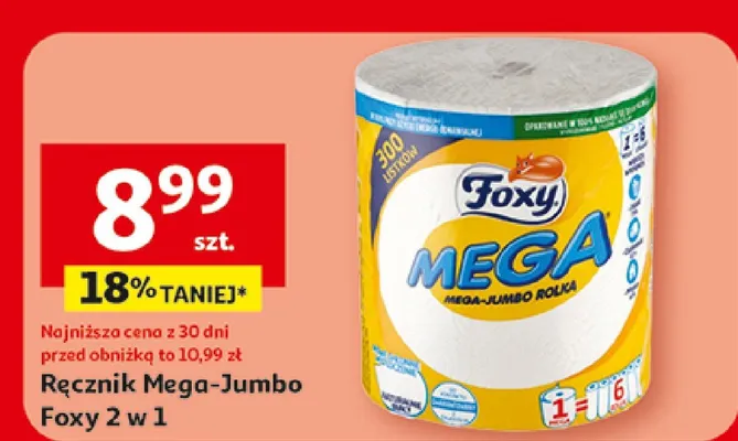Ręcznik papierowy Mega-Jumbo Foxy 2 w 1 promocja w Auchan