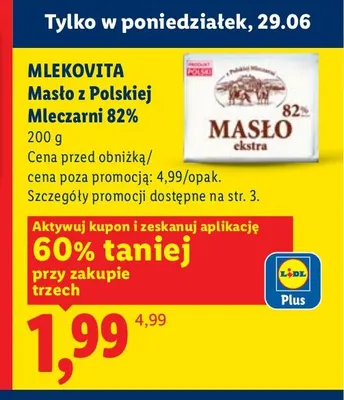Masło z Polskiej Mleczarni 82% Mlekovita promocja w Lidl