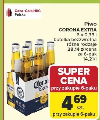 Piwo Extra butelka bezwrotna różne rodzaje promocja w Carrefour Market