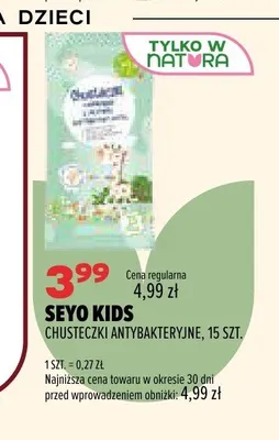 Chusteczki antybakteryjne Seyo Kids 15 szt. promocja w Drogerie Natura
