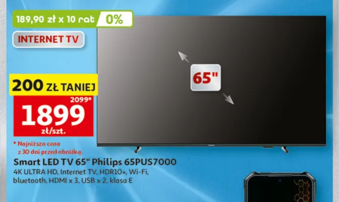 Smart LED TV 65" Philips 65PUS7000 promocja w Auchan