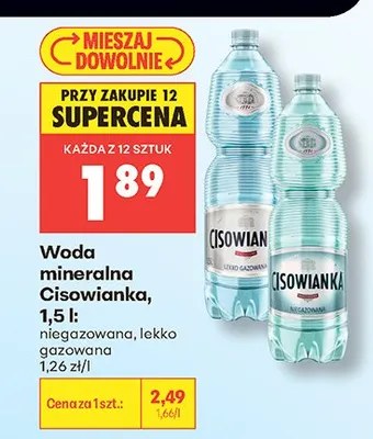 Woda mineralna Cisowianka lekko gazowana promocja w Biedronka