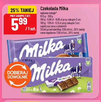 Czekolada Milka Milkinis promocja w POLOmarket
