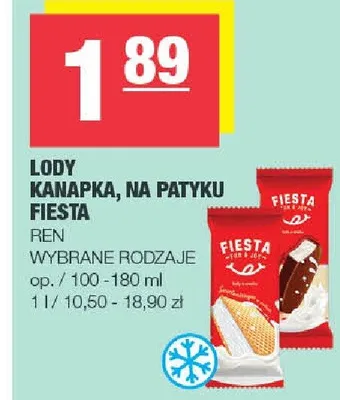 Lody karczek, na patykul Fiesta promocja w SPAR