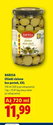 Oliwki zielone bez pestek XXL Baresa promocja w Lidl