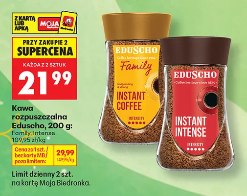 Kawa rozpuszczalna Eduscho Intense promocja w Biedronka