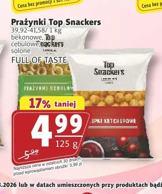 Prażynki Top Snackers solone Full of Taste promocja w Prim Market