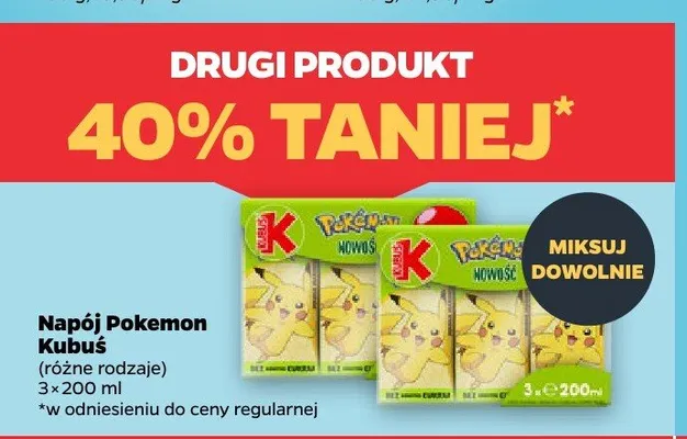 Napój Pokemon Kubuś promocja w Netto