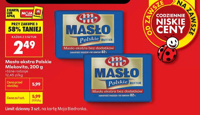 Masło ekstra Polskie Mlekovita promocja w Biedronka