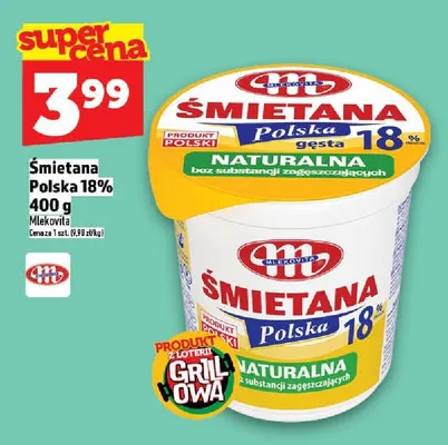 Śmietana Polska 18% Mlekovita promocja w TOPAZ