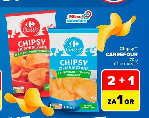 Chipsy ziemniaczane o smaku fromage Carrefour Classic promocja w Carrefour Market