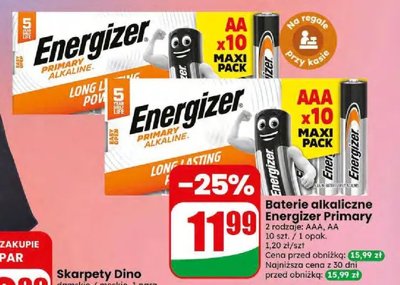 Baterie alkaliczne Energizer Primary Aa promocja w Dino