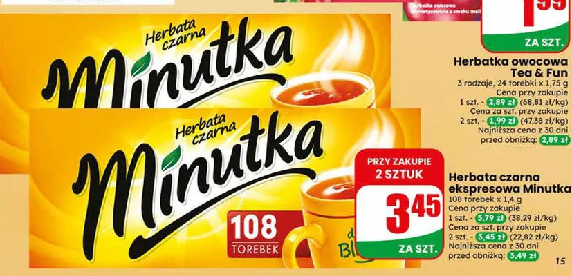 Herbata czarna ekspresowa Minutka promocja w Dino