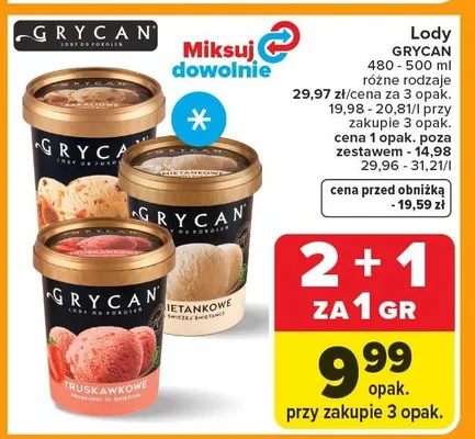 Lody różne rodzaje promocja w Carrefour
