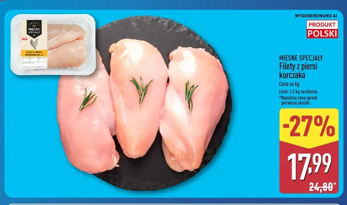 Filety z piersi kurczaka Mięsne Specjały promocja w Aldi