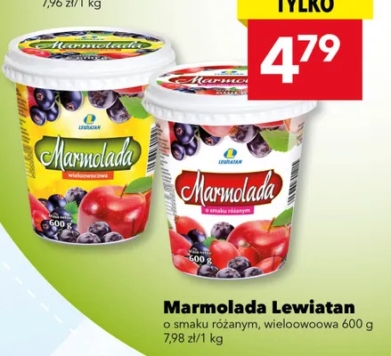 Marmolada Lewiatan o smaku różanym wieloowocowa 600g promocja w LEWIATAN