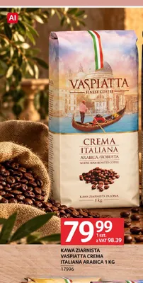 Kawa ziarnista Vaspiatta Crema Italiana Arabica promocja w Selgros