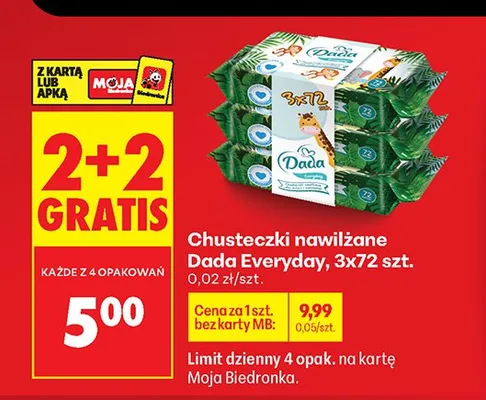 Chusteczki nawilżane Everyday promocja w Biedronka