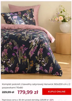 Komplet pościeli z bawełny satynowej Henwick 160x200 cm z 2 poszewkami 70x80 home & you promocja w home&you