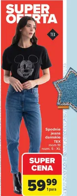 Spodnie jeans damskie TEX mom fit rozm. S - XL promocja w Carrefour