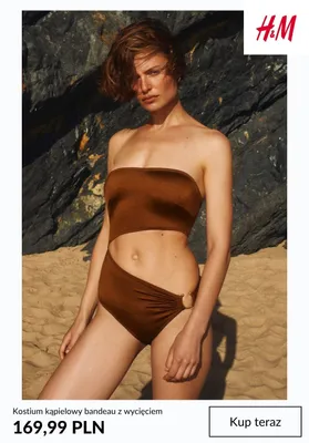 Kostium kąpielowy bandeau z wycięciem H&M promocja w H&M