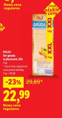 Ser gouda w plastrach XXL Pilos promocja w Lidl