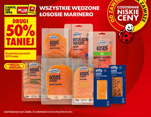 Łosoś wędzony na gorąco z pieprzem Marinero promocja w Biedronka