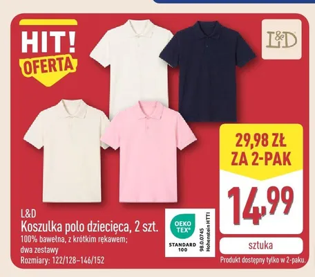 Koszulka polo dziecięca L&D 2-pak promocja w Aldi