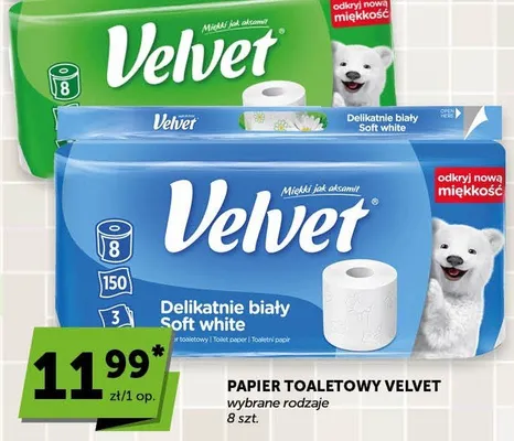 Papier toaletowy Velvet Delikatnie biały Soft white promocja w Groszek