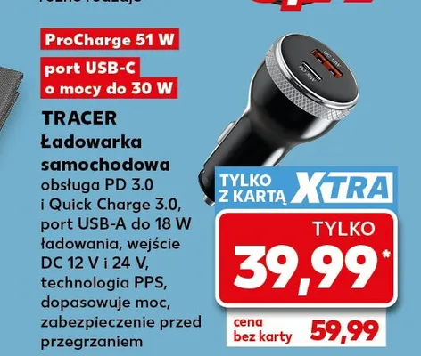 Ładowarka samochodowa Tracer promocja w Kaufland