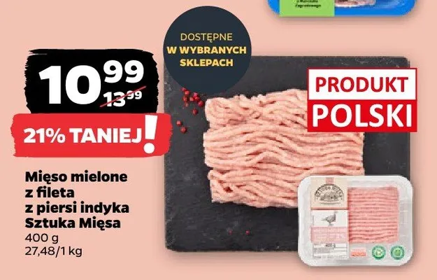 Mięso mielone z fileta z piersi indyka 400 g promocja w Netto