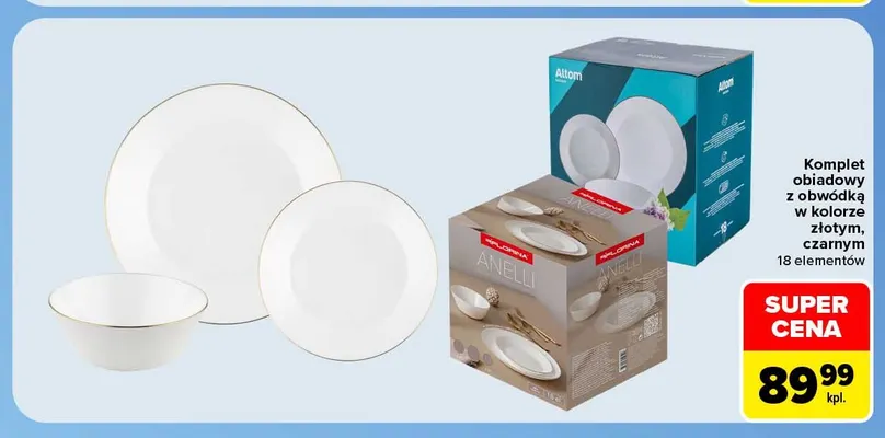 Komplet obiadowy z obwódką 18 elementów promocja w Carrefour