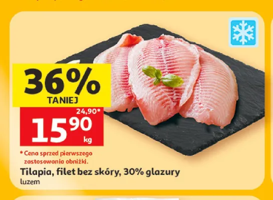 Tilapia filet bez skóry mrożony promocja w Auchan