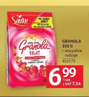 Granola Sante Fruit promocja w Selgros