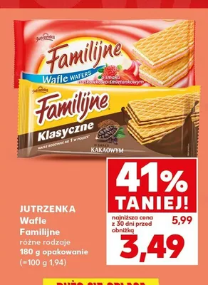 Wafle Familijne Jutrzenka o smaku truskawkowo-śmietankowym promocja w Kaufland