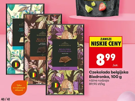 Czekolada belgijska, różne rodzaje promocja w Biedronka